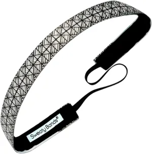 Sweaty Bands Womens Girls Headband - Non-Slip Velvet-Lined Fitness Hairband - Gridlock Black White