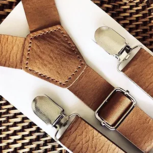 Tan Vegan Leather Suspenders