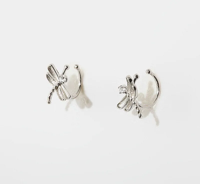 Tiny dragonfly ear cuffs| Sterling Silver