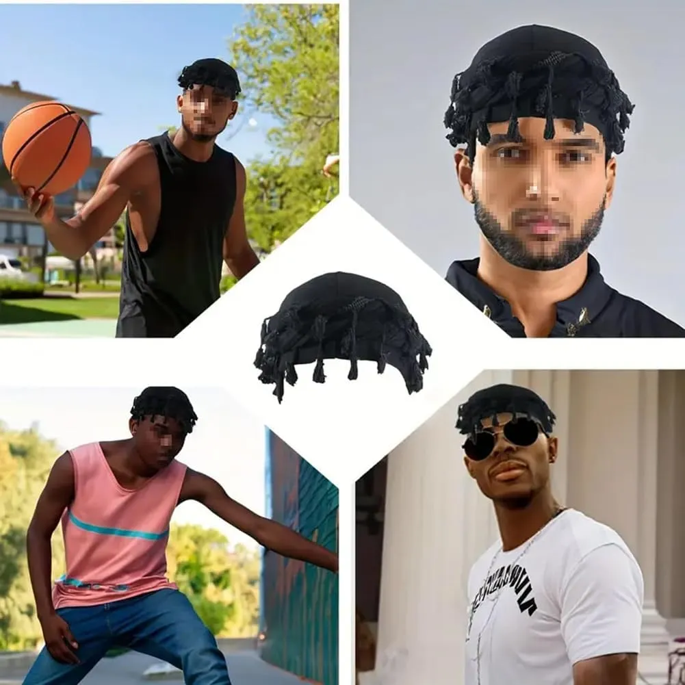 Turban for Men Vintage Twist Head Wraps Satin Lined Halo Turban Head Scarf Lightweight Tassel Beanie Hats