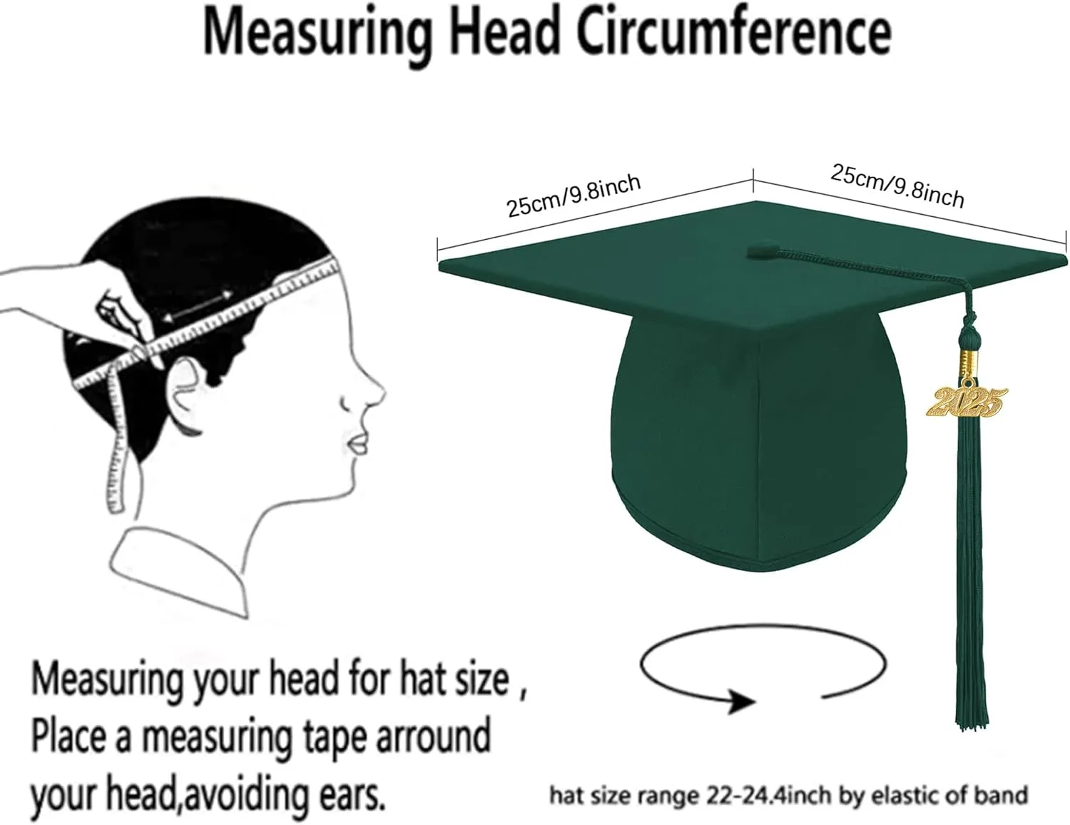 Unisex Adult Matte Graduation Cap Graduation Hat with Tassel Adjustable for High School and College