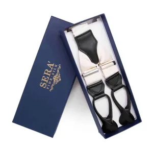 White Moire - Button Only - Silk Suspenders