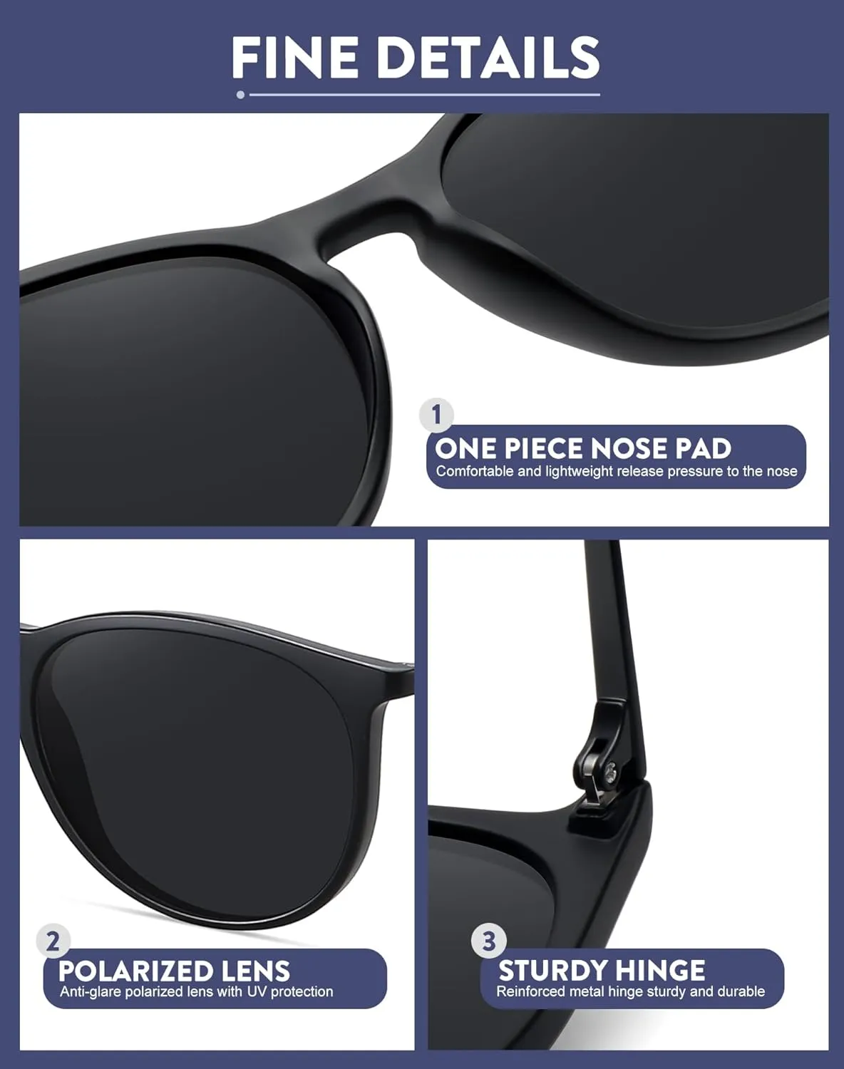 WOWSUN Retro sunglasses womens 2024 trendy round classic glasses