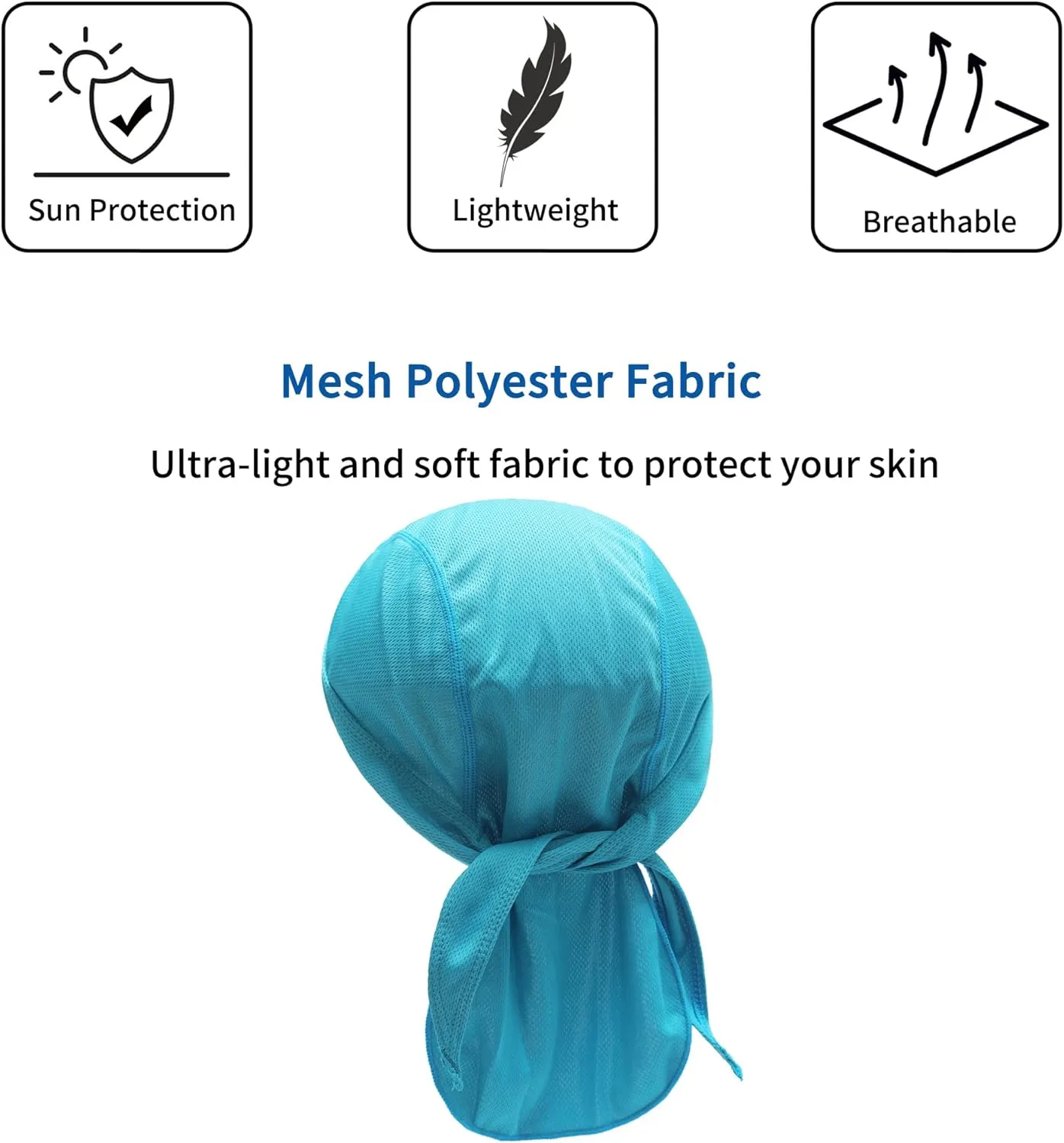 ZLYC Sweat Wicking Do Rags Skull Cap for Men Women Thin Dew Rag Bandana Cycling Helmet Liner Beanie