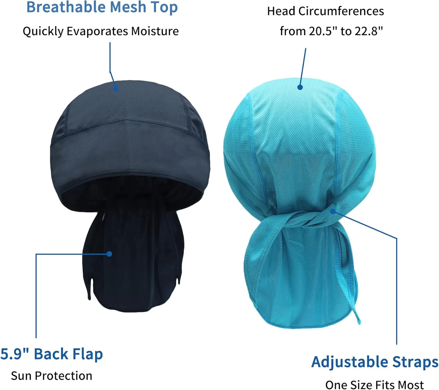 ZLYC Sweat Wicking Do Rags Skull Cap for Men Women Thin Dew Rag Bandana Cycling Helmet Liner Beanie