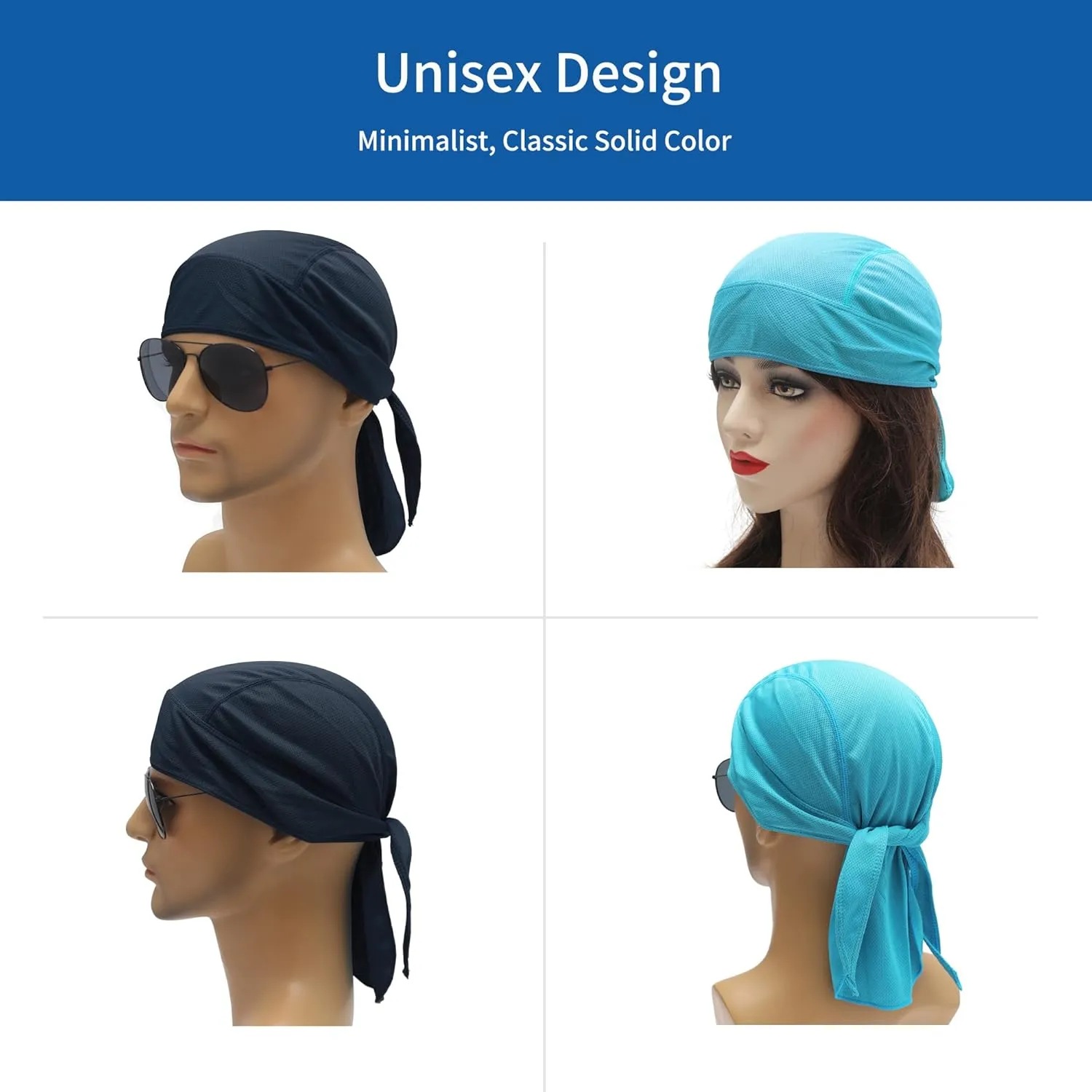 ZLYC Sweat Wicking Do Rags Skull Cap for Men Women Thin Dew Rag Bandana Cycling Helmet Liner Beanie